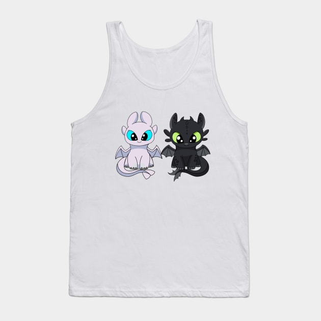 Baby dragon toothless & light furry, Httyd fanart, cartoon dragon furies, night fury Tank Top by PrimeStore